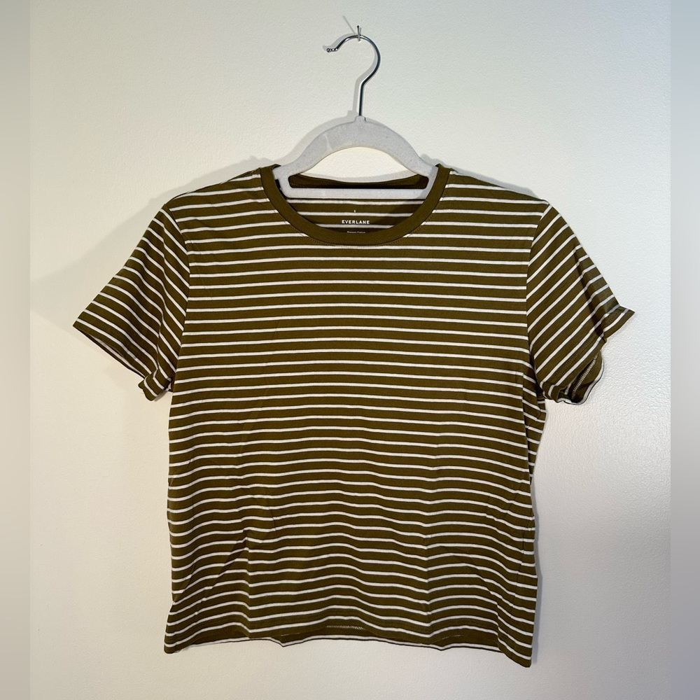 Everlane | Olive/Green Stripped Tee | S